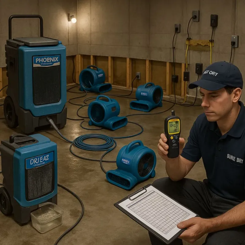 Structural Drying and Dehumidification process in Spanaway, WA